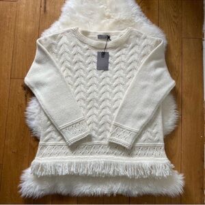 NWT Anthropologie Elsamanda Wool Alpaca Fringe Sweater Size L